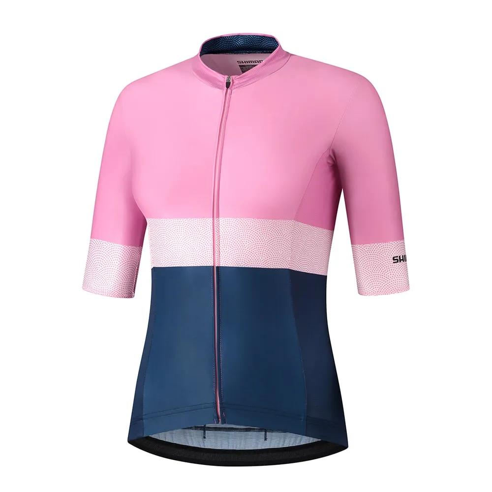 Fietsshirt - Shimano Wielershirt Yuri - M - Dames - Roze / Blauw