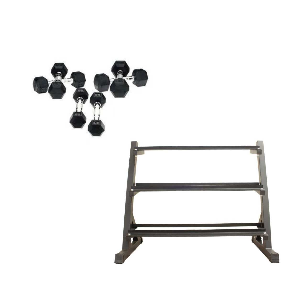 Hexa Dumbbell Set Focus Fitness 110 kg Rack