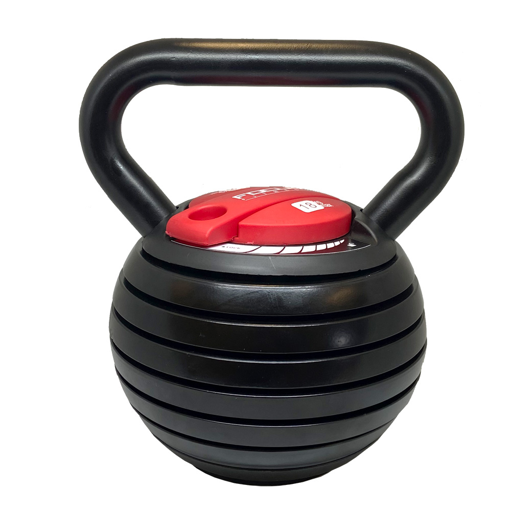 Kettlebell 3-18 kg verstelbaar.