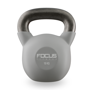 Kettlebell 18 kg in grijs vinyl.