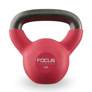 Kettlebell 4 kg Roze, Focus Fitness Vinyl.