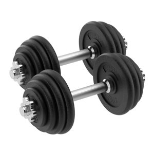 Verstelbare dumbbellset 2 x 14 kg.