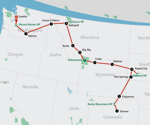 Van de Pacific naar de Rockies in 19 dagen.