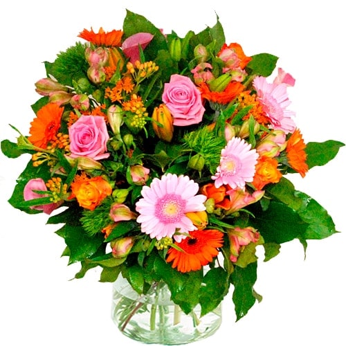 Moederdag boeket oranje roze