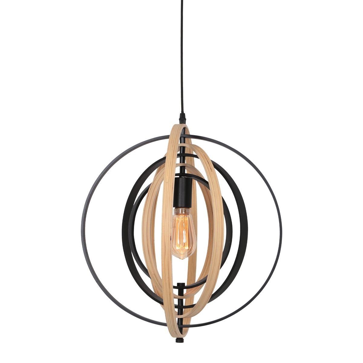 Anne Light & home Hanglamp Muoversi Ø 45 cm hout zwart