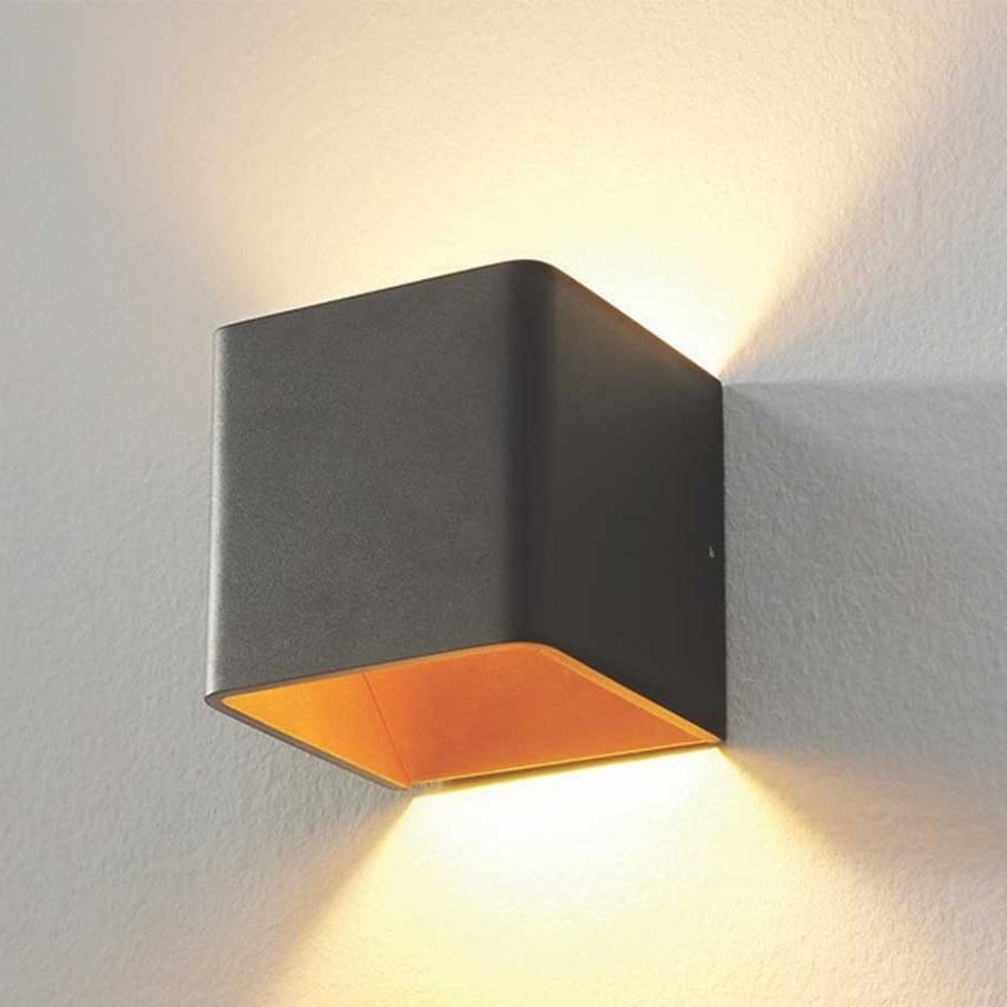 Artdelight Wandlamp Fulda, 10x10 cm, goud zwart