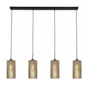 Freelight Hanglamp Cestino 4 lichts L 120 cm zwart - goud