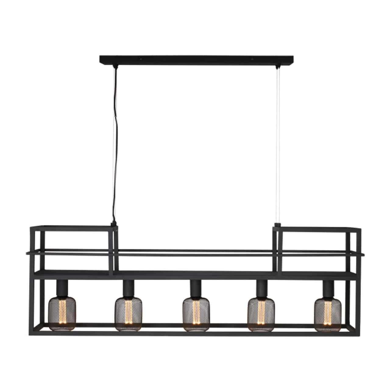 Freelight Hanglamp Culinara 5 lichts met rek L 120 cm zwart