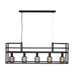 Freelight Hanglamp Culinara 5 lichts met rek L 120 cm zwart