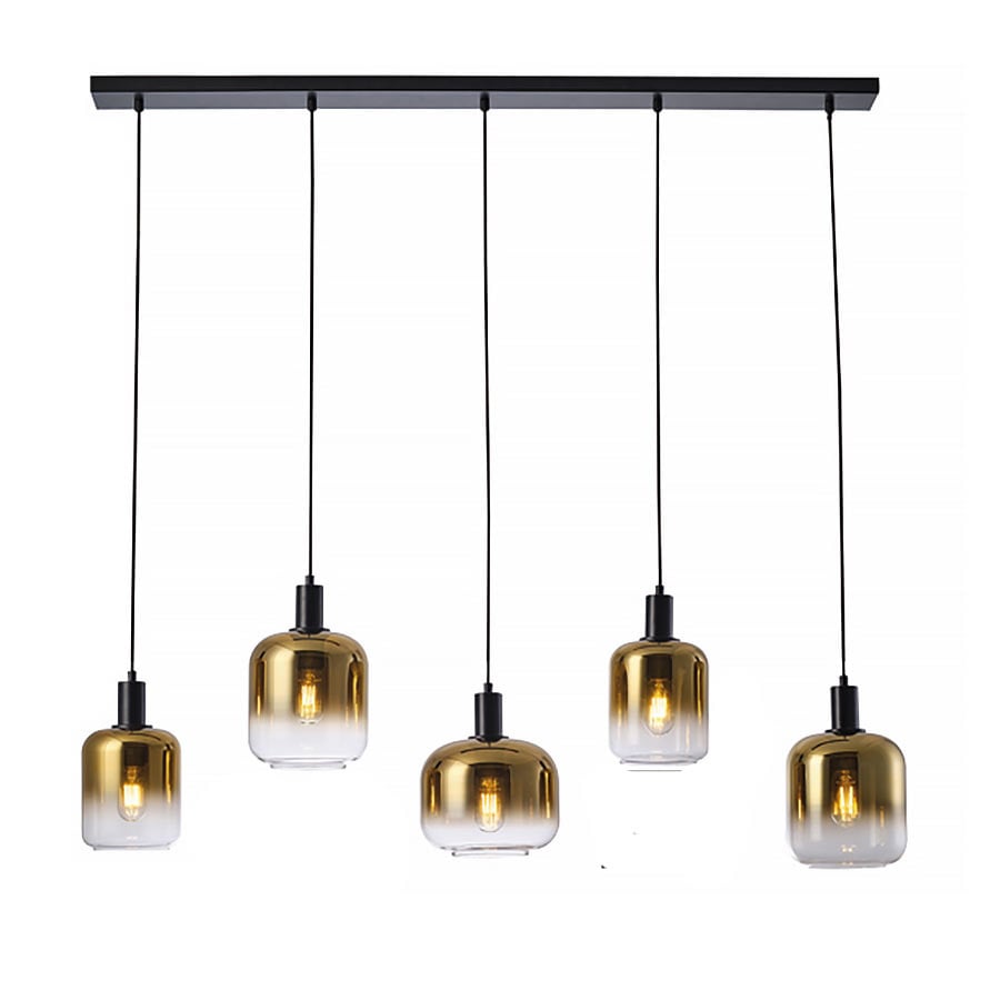 Freelight Hanglamp Vario 5 lichts L120 cm goud glas zwart