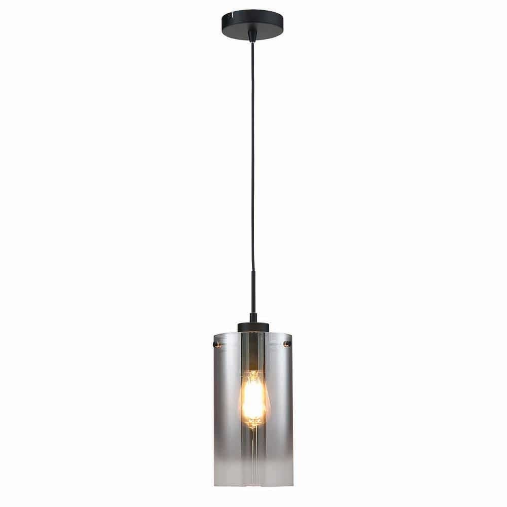 Freelight Hanglamp Ventotto 1 lichts Ø 15 cm rook glas zwart