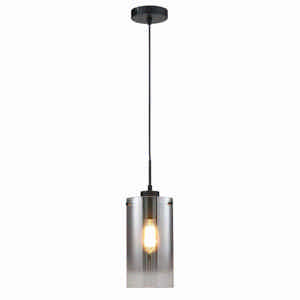 Freelight Hanglamp Ventotto 1 lichts Ø 15 cm rook glas zwart