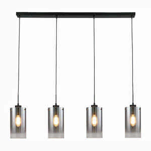 Freelight Hanglamp Ventotto 4 lichts L 120 cm rook glas zwart