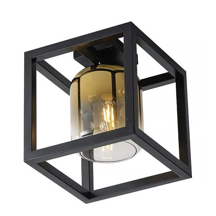 Freelight Plafondlamp Dentro B 26 cm goud glas zwart