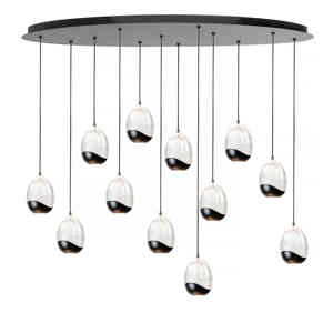 Highlight Hanglamp Clear Egg ovaal 12 lichts L 140 cm helder-zwart