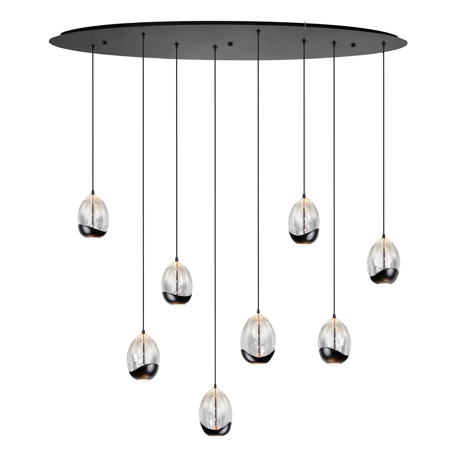 Highlight Hanglamp Clear Egg ovaal 8 lichts L 100 cm helder-zwart