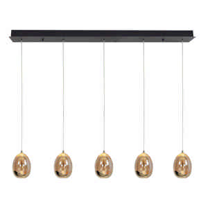 Highlight Hanglamp Golden Egg 5 lichts L 108 cm amber-zwart