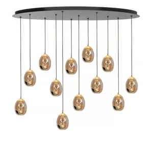 Highlight Hanglamp Golden Egg ovaal 12 lichts L 140 cm amber-zwart