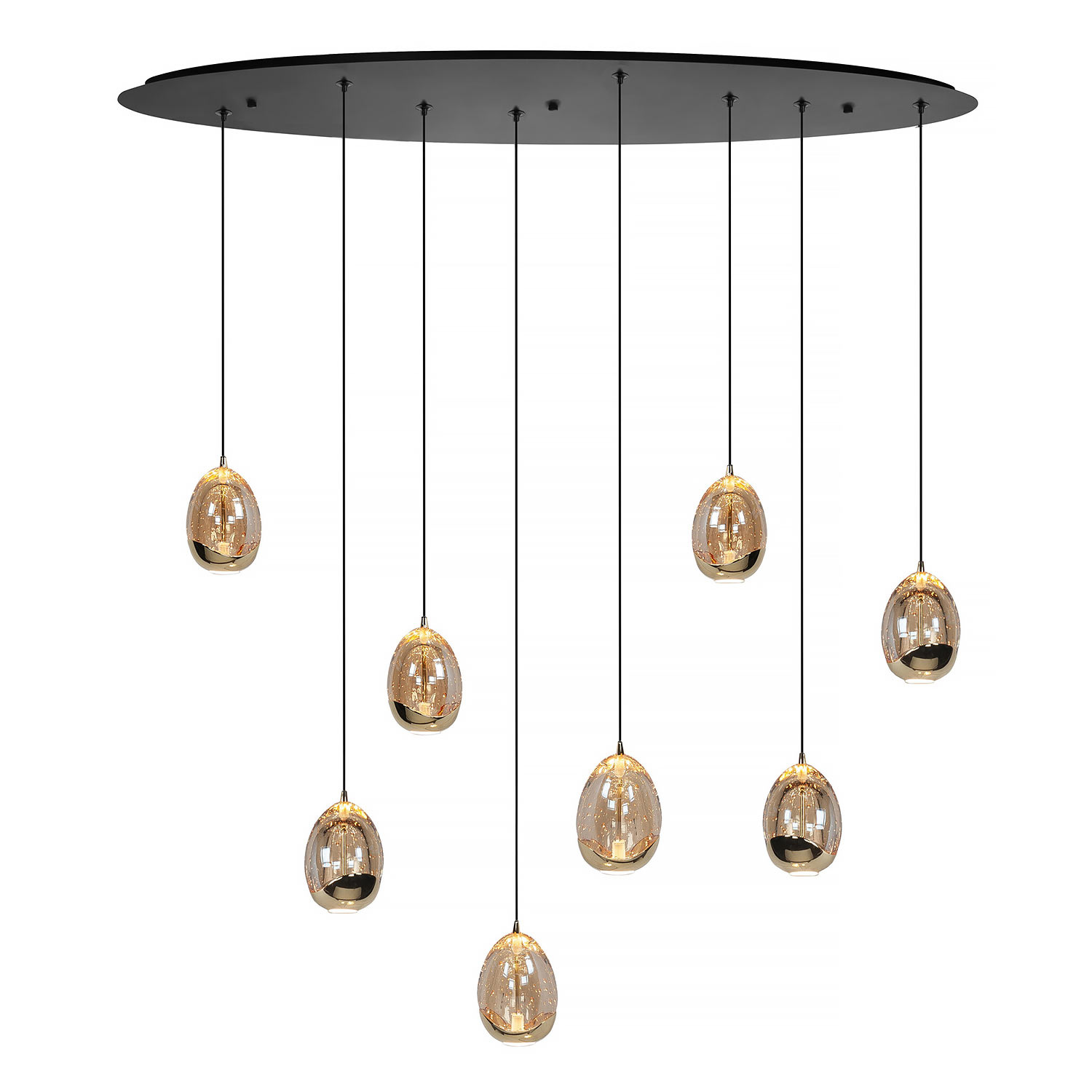 Highlight Hanglamp Golden Egg ovaal 8 lichts L 100 cm amber-zwart