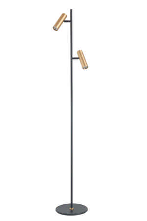 Highlight Vloerlamp Trend 2 lichts H 141 cm incl mini GU10 zwart goud