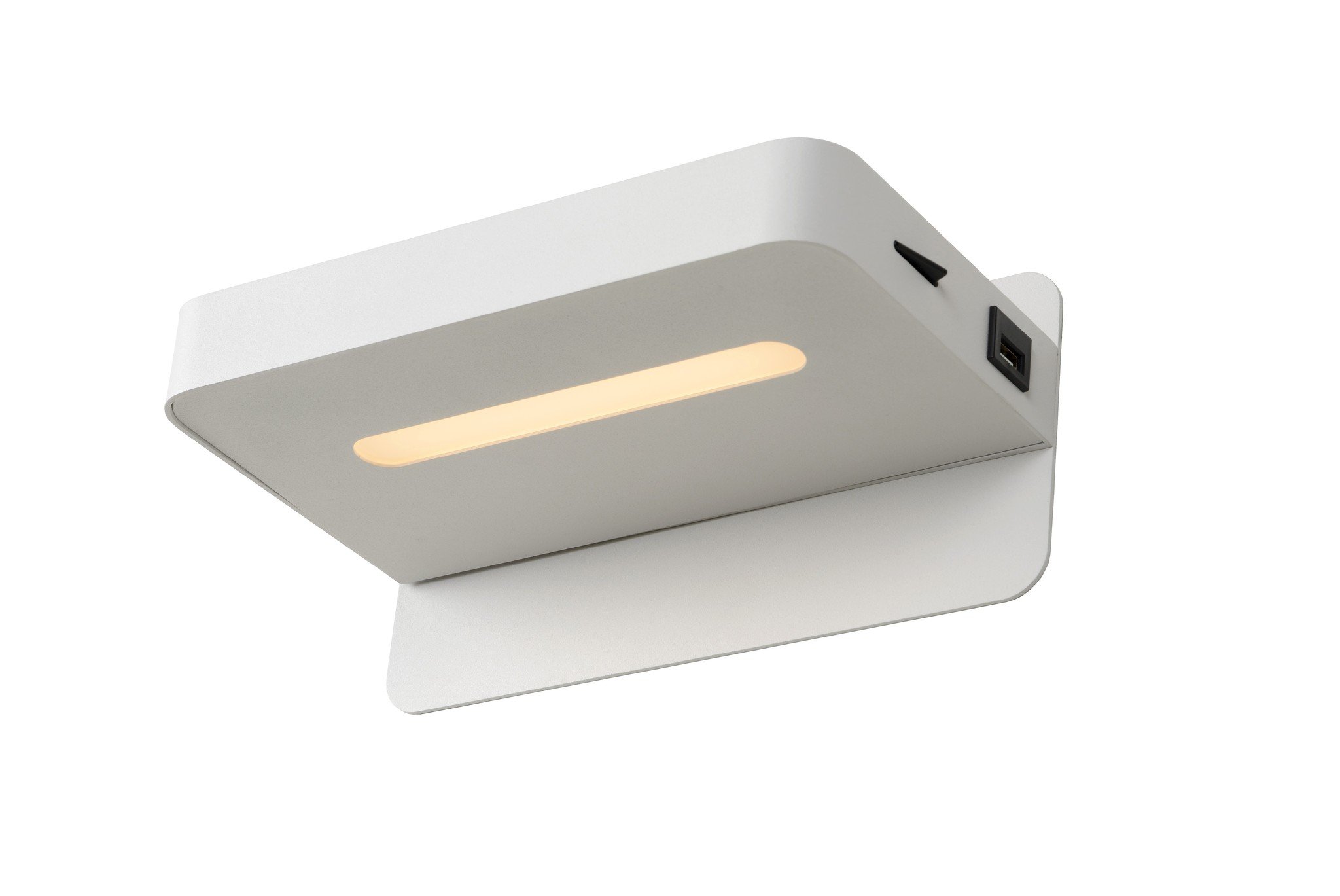 Lucide ATKIN - Bedlamp / Wandlamp - LED - 1x6W 3000K - Met USB oplaadpunt - Wit