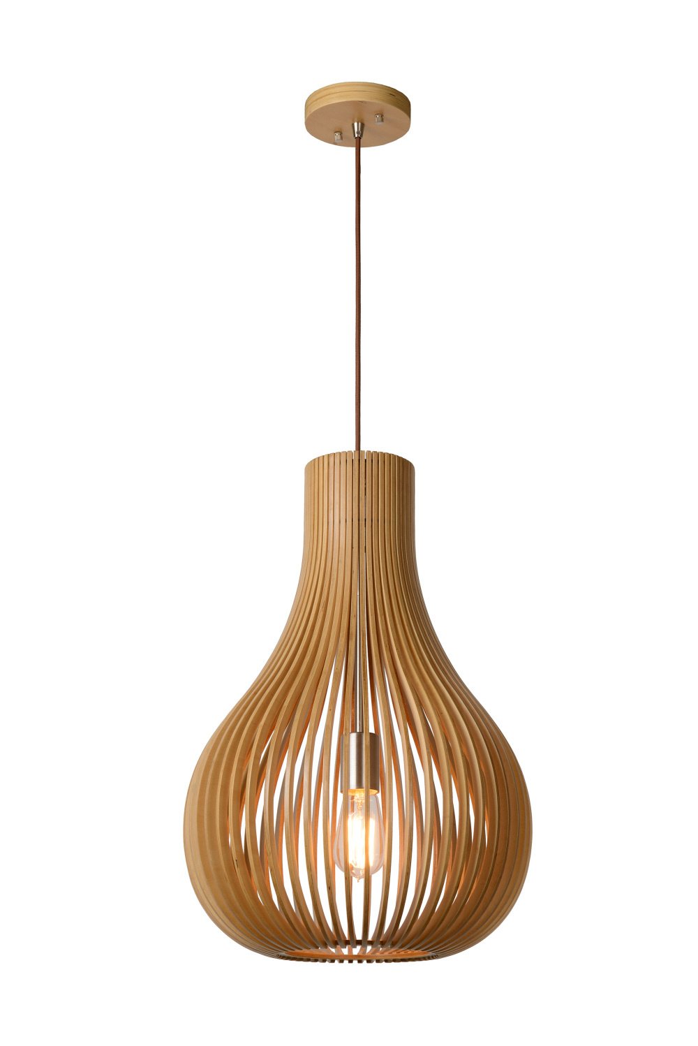 Lucide BODO - Hanglamp - Ø 38 cm - 1xE27 - Licht hout