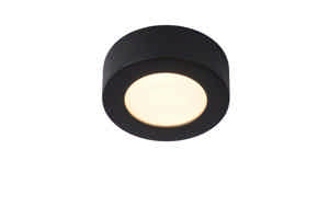 Lucide BRICE-LED - Plafonnière Badkamer - Ø 11,7 cm - LED Dimb. - 1x8W 3000K - IP44 - Zwart