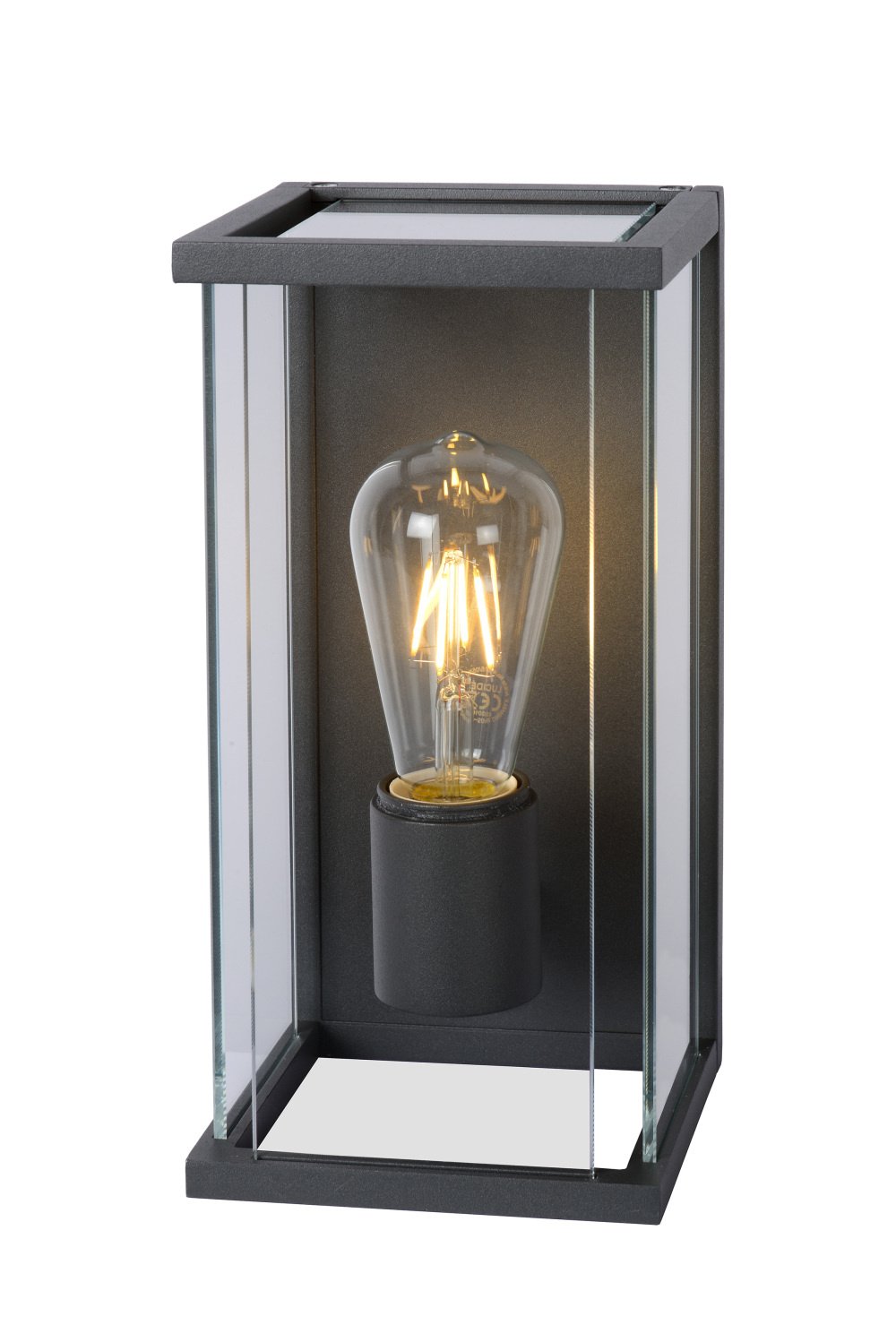 Lucide CLAIRE - Wandlamp Binnen/Buiten - 1xE27 - IP54 - Beweging & dag/nacht sensor - Antraciet