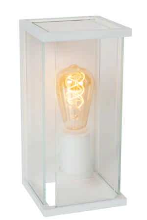 Lucide CLAIRE - Wandlamp Binnen/Buiten - 1xE27 - IP54 - Beweging & dag/nacht sensor - Wit