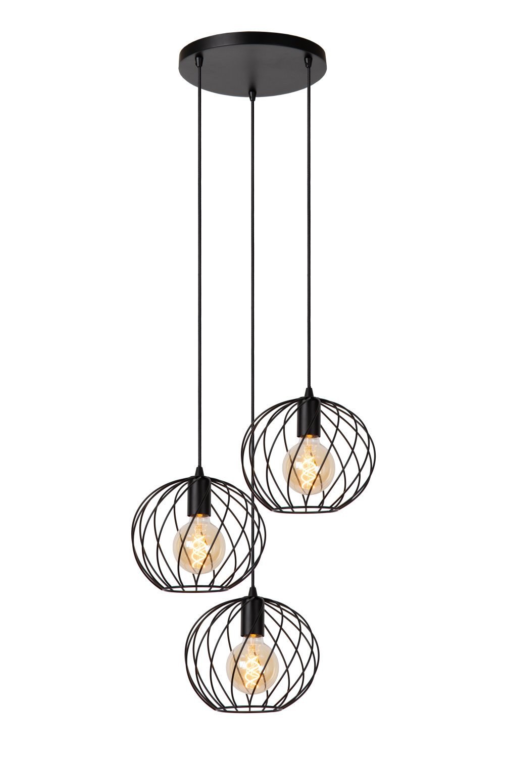 Lucide DANZA - Hanglamp - Ø 50 cm - 3xE27 - Zwart