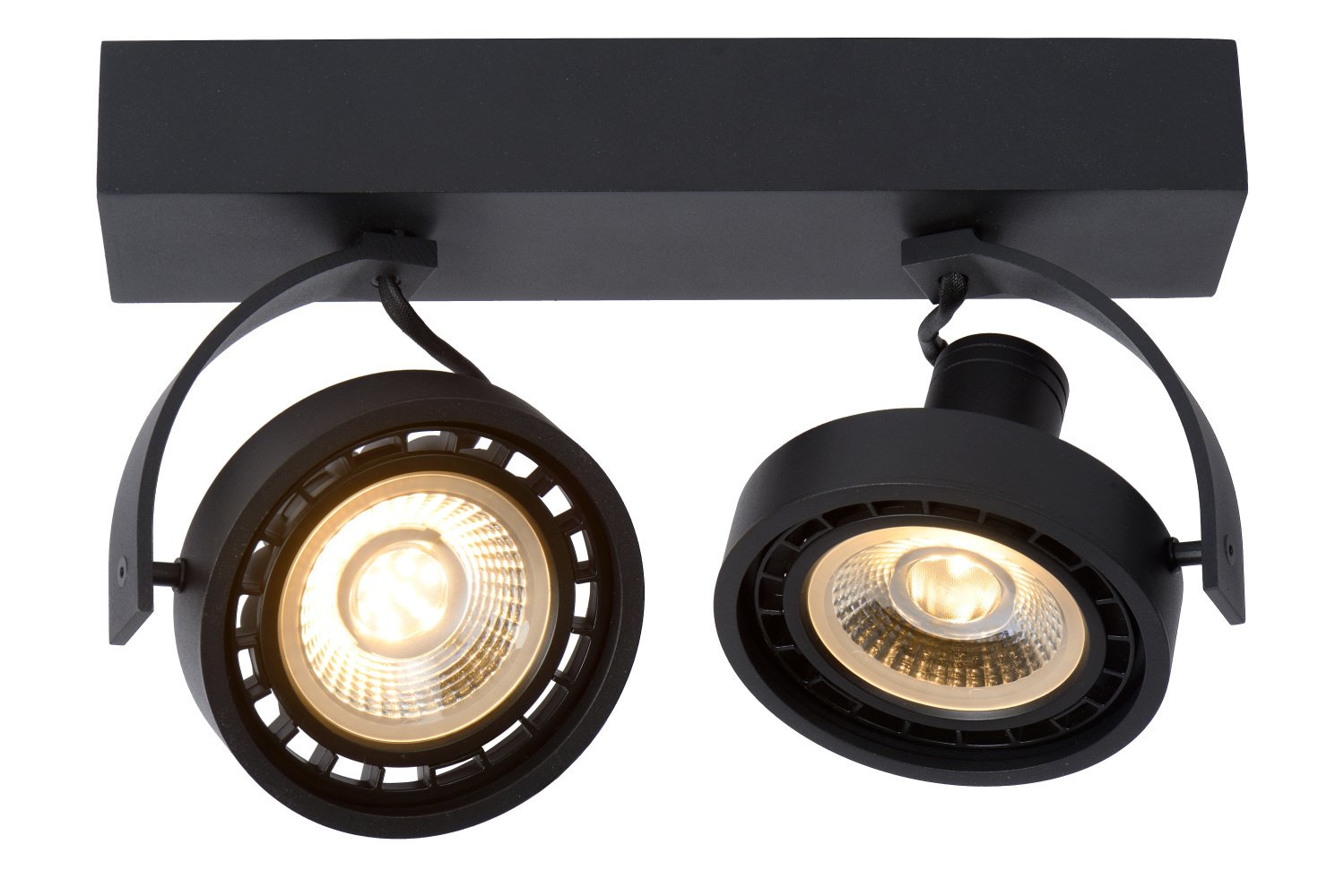 Lucide DORIAN - Plafondspot - LED Dim to warm - GU10 (ES111) - 2x12W 2200K/3000K - Zwart