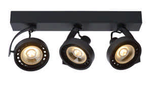 Lucide DORIAN - Plafondspot - LED Dim to warm - GU10 (ES111) - 3x12W 2200K/3000K - Zwart