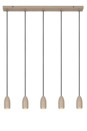 Lucide EVORA - Hanglamp - Ø 10 cm - 5xGU10 - Taupe