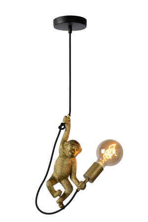 Lucide EXTRAVAGANZA CHIMP Hanglamp 17.6 cm LED Dimbaar naar warm 1xE27 Zwart.