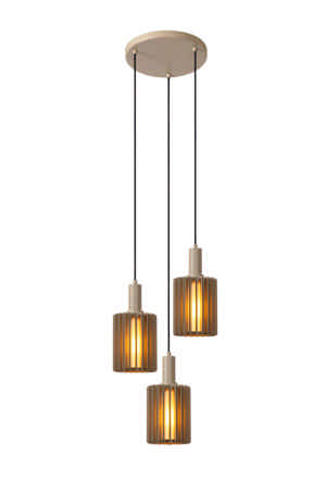 Lucide LAMBRES - Hanglamp - 3xE27 - Taupe