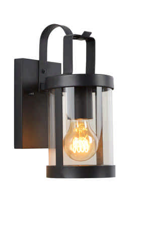 Lucide LINDELO - Wandlamp Binnen/Buiten - 1xE27 - IP23 - Zwart