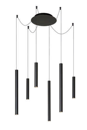 Lucide LORENZ - Hanglamp - Ø 120 cm - LED Dimb. - 6x4W 3000K - Zwart