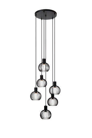 Lucide MIKAELA - Hanglamp - Ø 35 cm - 6xE14 - Zwart