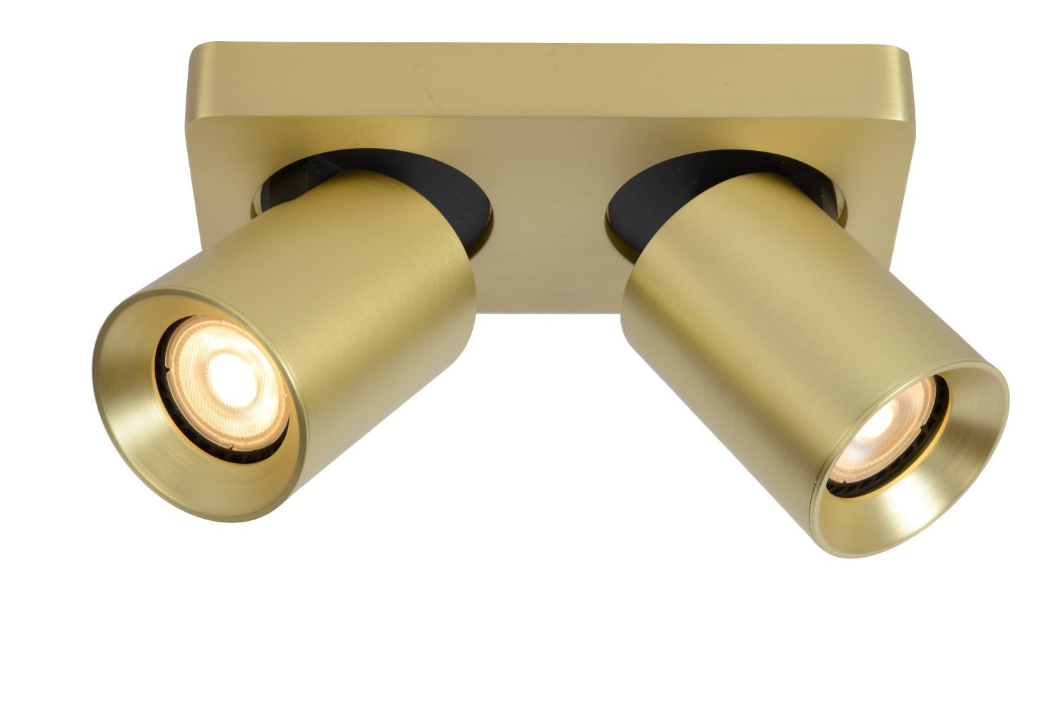 Lucide NIGEL - Plafondspot - LED Dim to warm - GU10 - 2x5W 2200K/3000K - Mat Goud / Messing