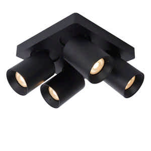 Lucide NIGEL - Plafondspot - LED Dim to warm - GU10 - 4x5W 2200K/3000K - Zwart