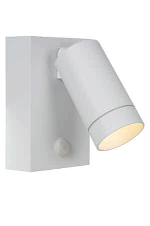 Lucide TAYLOR - Wandspot / Wandlamp Binnen/Buiten - 1xGU10 - IP54 - Bewegingssensor - Wit