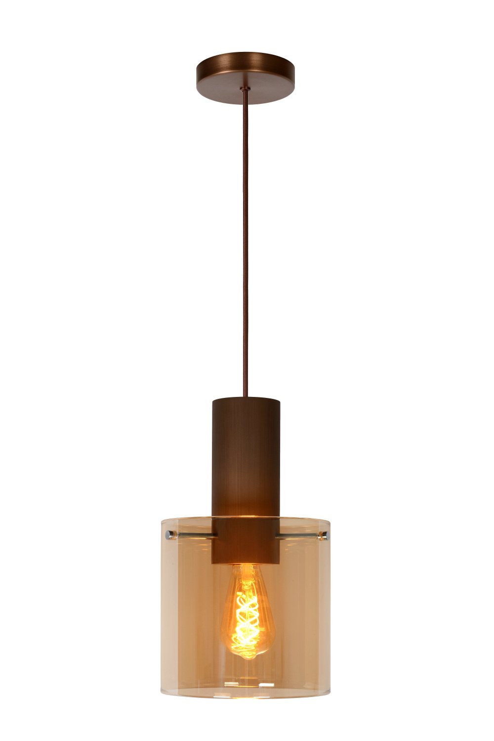 Lucide TOLEDO - Hanglamp - Ø 20 cm - 1xE27 - Amber