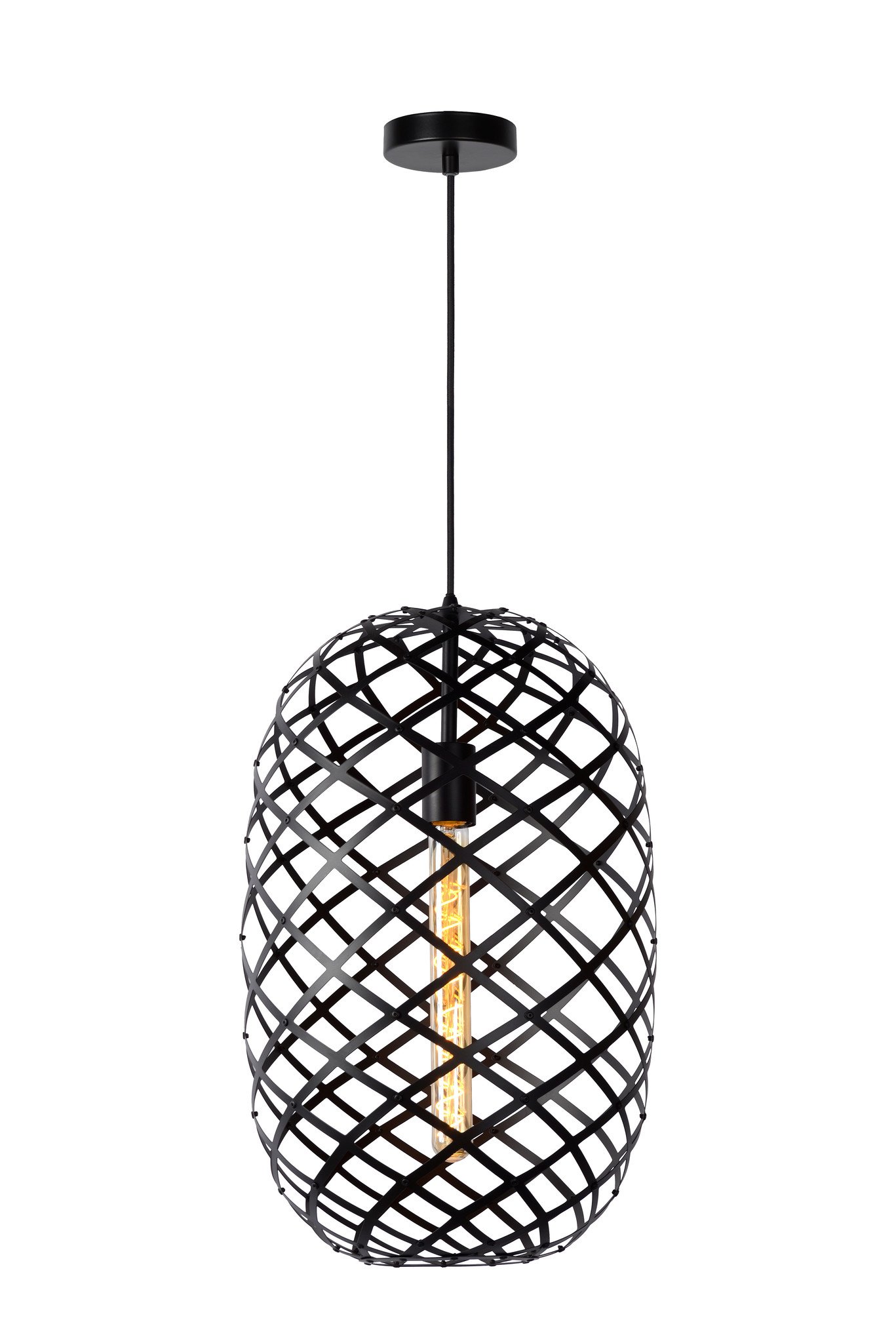 Lucide WOLFRAM - Hanglamp - Ø 32 cm - 1xE27 - Zwart