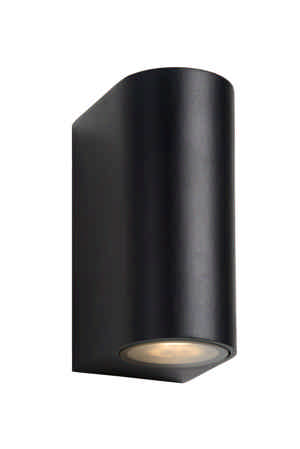 Lucide ZORA-LED - Wandspot / Wandlamp Binnen/Buiten - LED Dimb. - GU10 - 2x5W 3000K - IP44 - Zwart