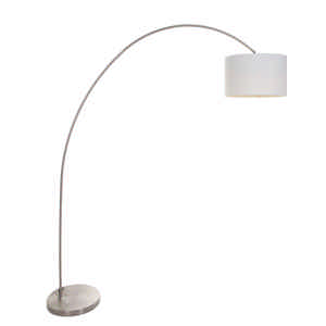 Mexlite Vloerlamp mexlite solva 7977st staal witte kap