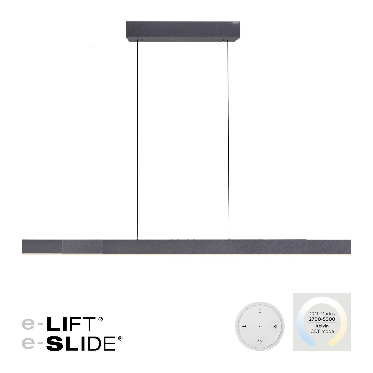 Neuhaus PURE Hanglamp e-Lift + e-Slide L 120-200 cm zwart