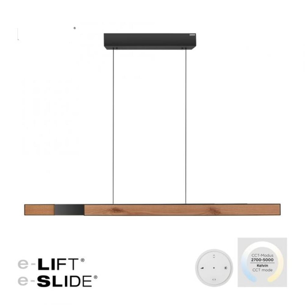 Neuhaus PURE Hanglamp e-Lift + e-Slide L 120-200 cm zwart hout