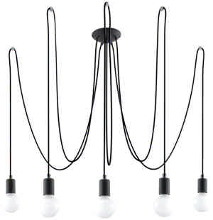 Sollux Hanglamp Edison 5 lichts E27 zwart