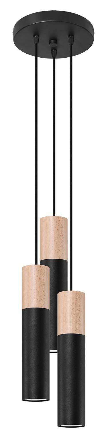 Sollux Hanglamp Pablo 3 lichts Ø 20 cm hout - zwart