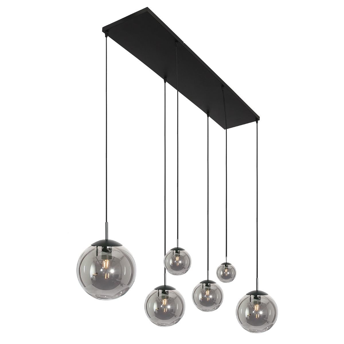 Steinhauer Hanglamp bollique L 120 cm B 25 cm 6 lichts 3499 zwart